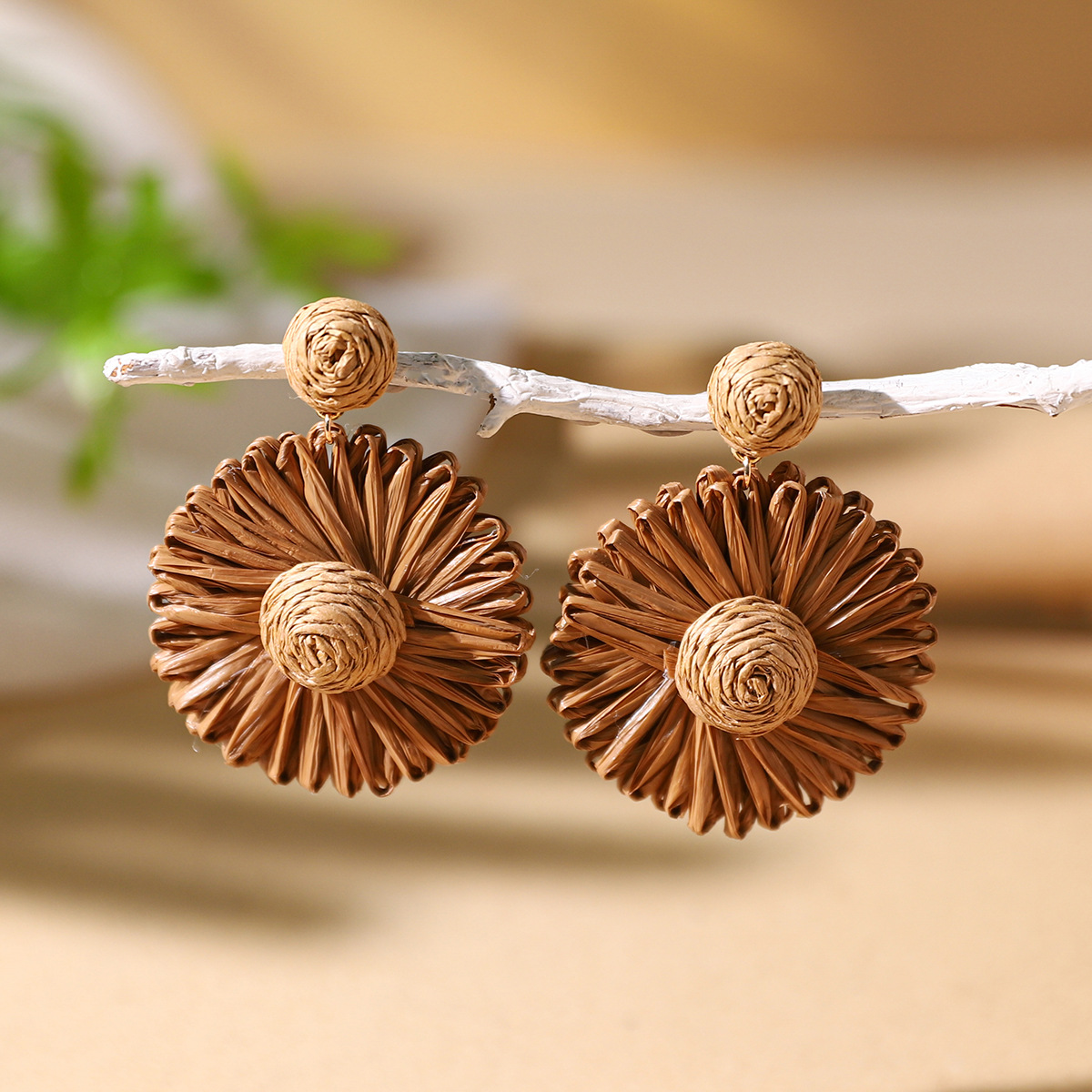 Women's Holiday Bohemian Style Raffia Hand-woven Earrings