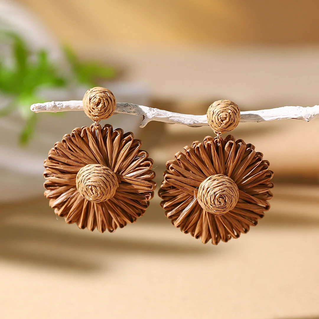 Women's Holiday Bohemian Style Raffia Hand-woven Earrings