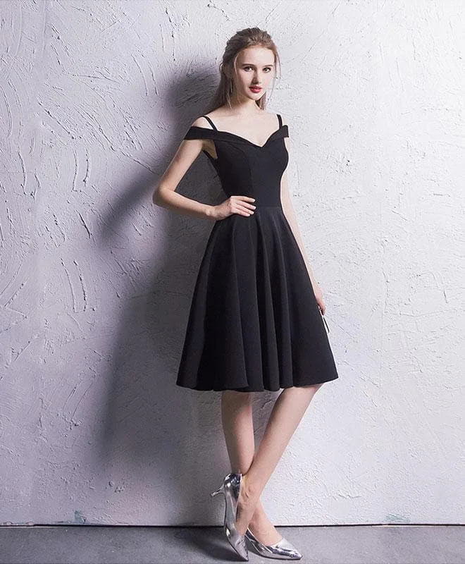 Simple Black Chiffon Short Prom Dress, Homecoming Dress