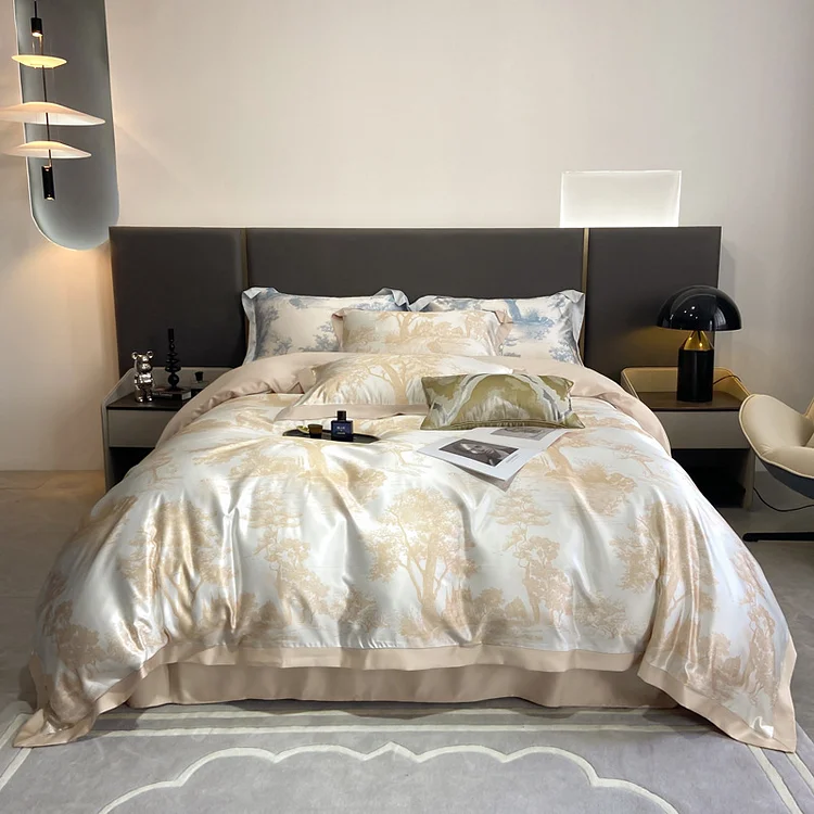 Bedding Simple Light Luxury Tencel Printing Duvet cover Sheet and pillowcase(s)