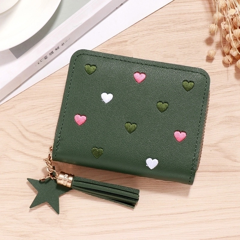 Women’s Solid Color Pu Leather Hook Loop Wallets
