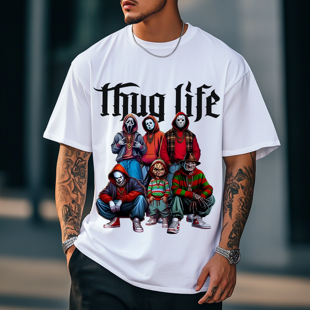 Loveyoufancy Horror Characters Thug Life Shirt, Halloween Funny Shirt