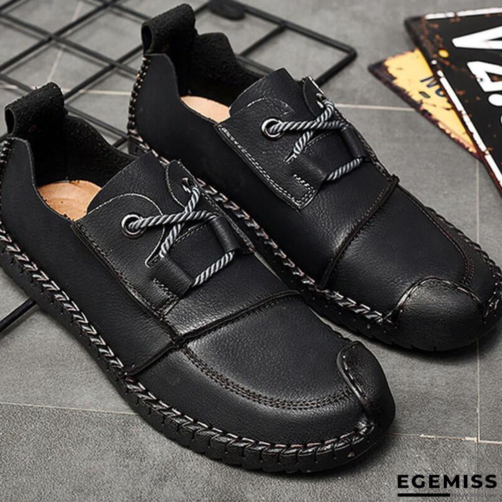 Men's Fashion Business Spliced Laced Casual Leather Shoes | EGEMISS