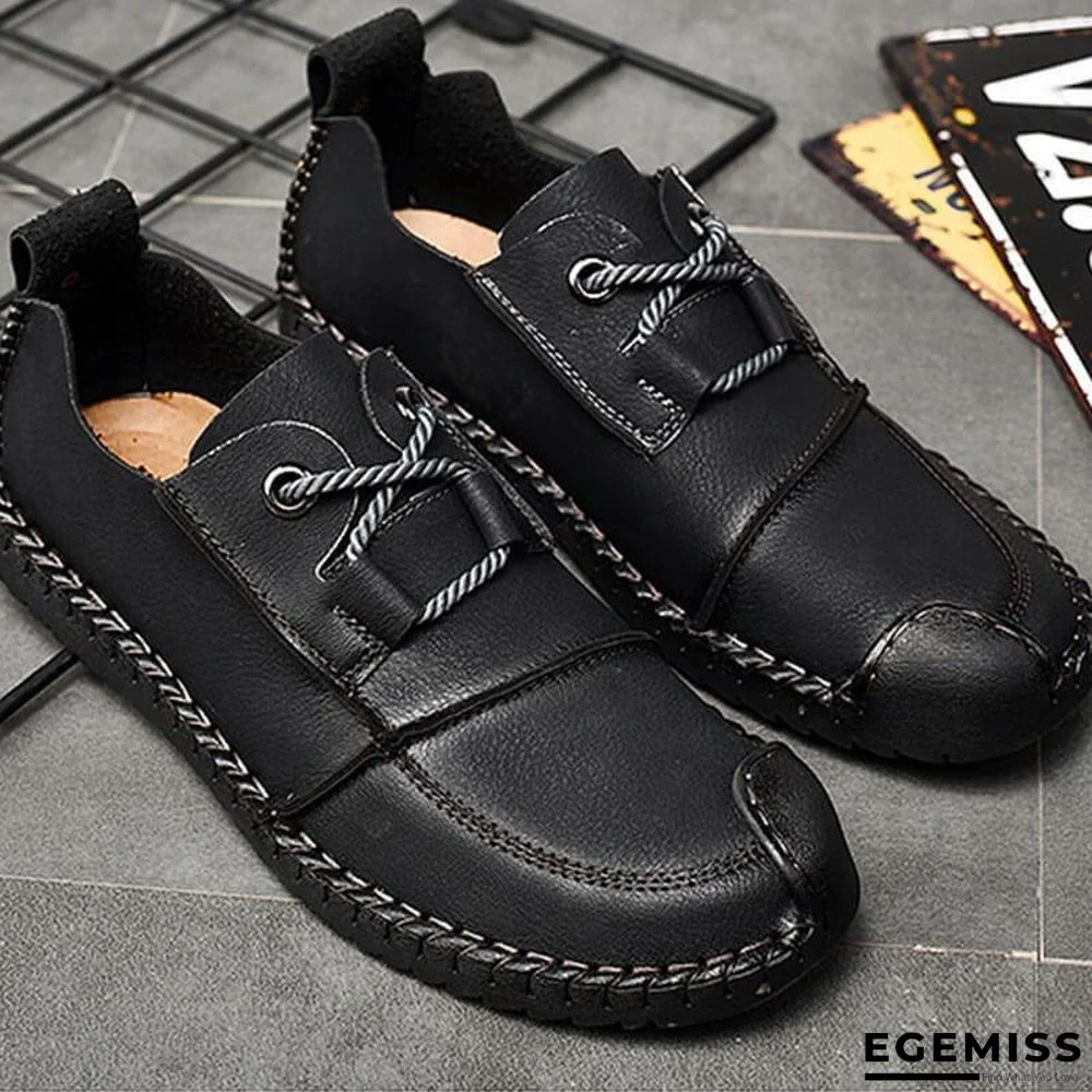 Men's Fashion Business Spliced Laced Casual Leather Shoes | EGEMISS
