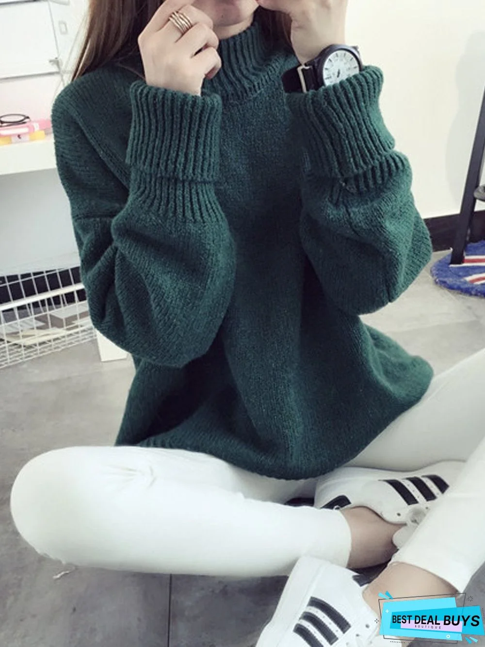 High Neck Pullover Female Loose Sweater