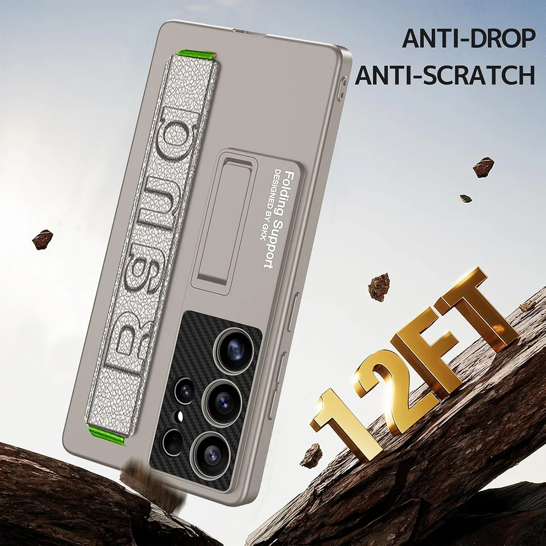 Suitable for S26 Ultra phone case, ultra-thin stand, elastic wrist strap, precision hole, shockproof protective case