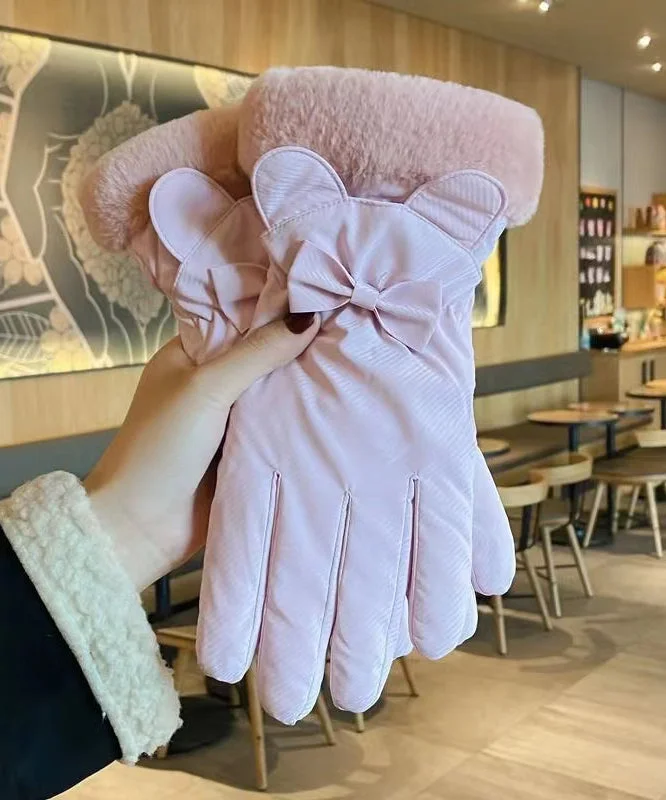 Winter 2023 New Women Pink Windproof Gloves