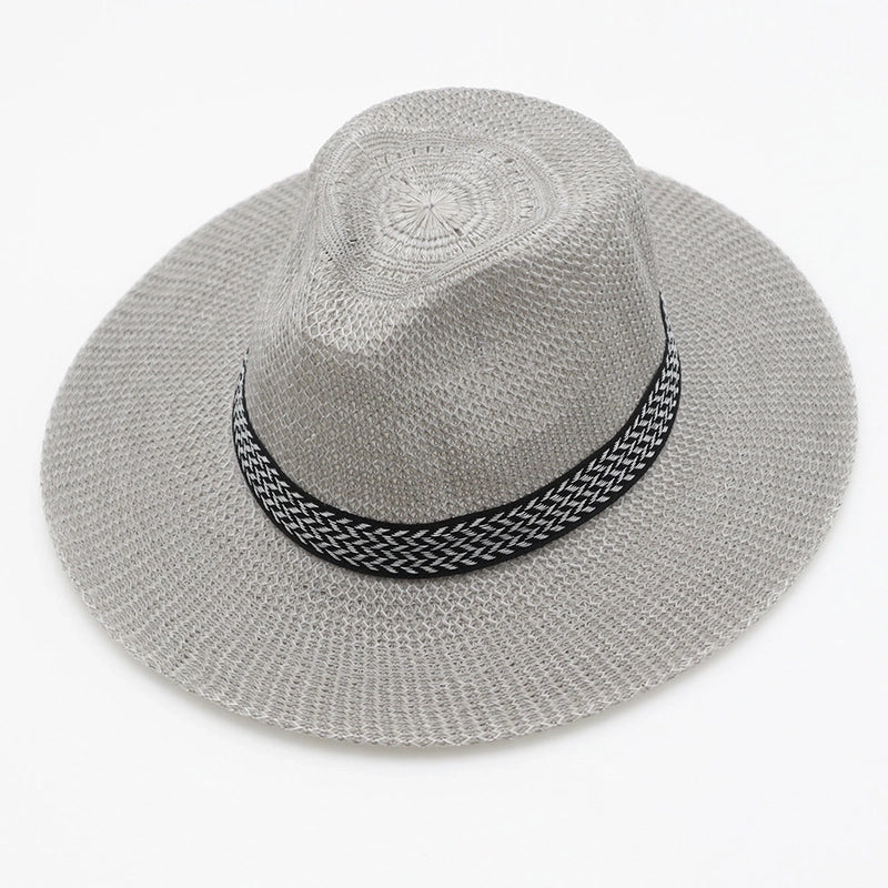 Men’s Minimalist Solid Color Big Eaves Straw Hat