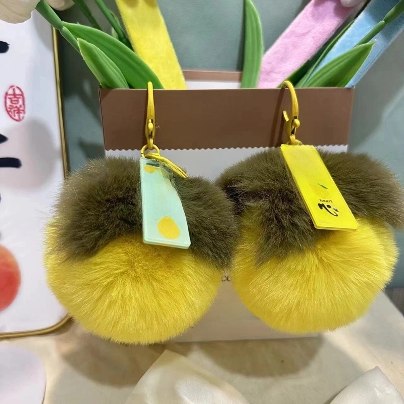 Imitation Rex Rabbit Fur Persimmon Pendant Persimmon Persimmon Ruyi Good Thing Happened Car Keychain Fur Ball Pendant Bag Ornaments Batch