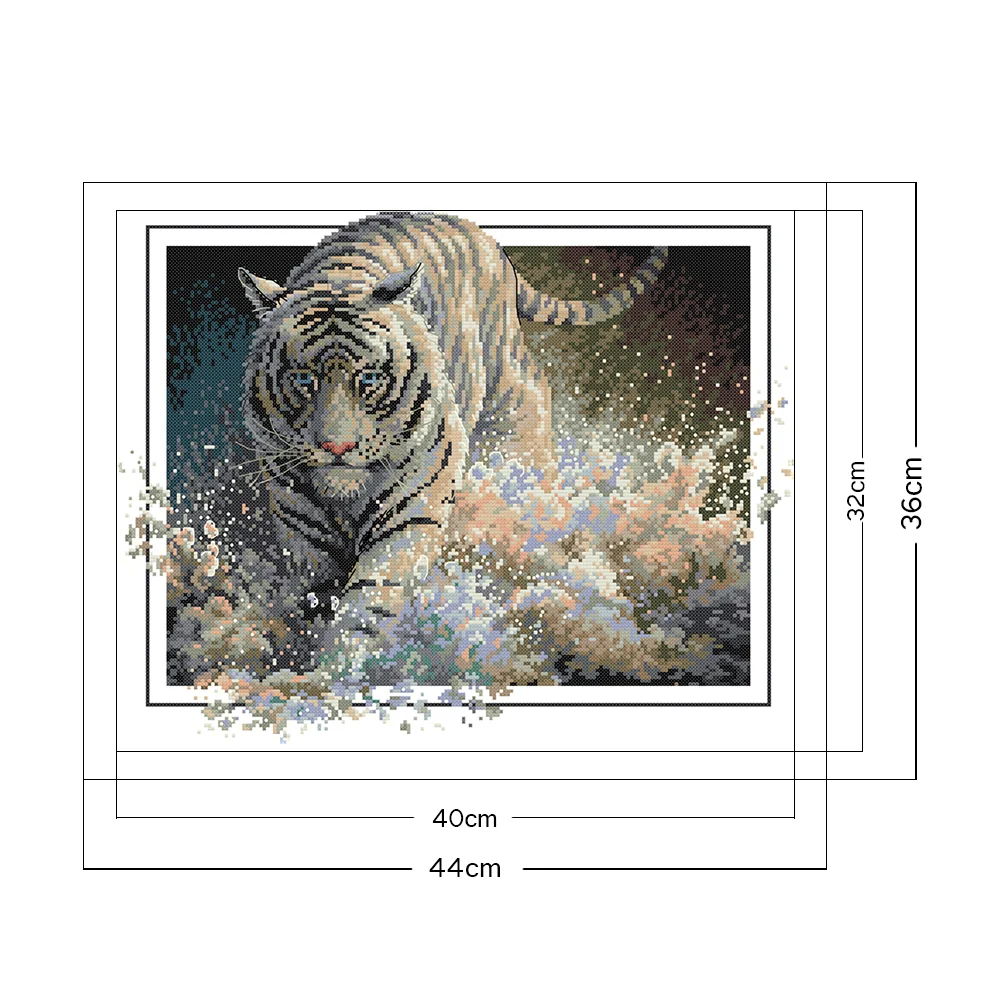 14ct Stamped Cross Stitch -  Tiger(44*36cm)