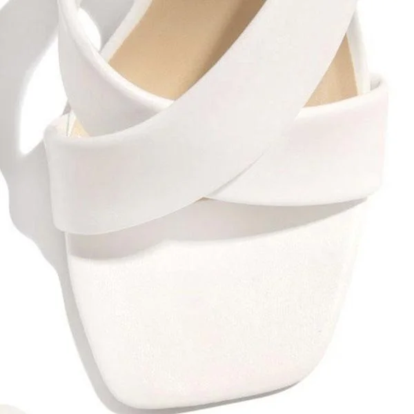 Stylish Square Toe Cross Strap Heels