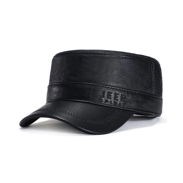 Genuine Leather Flat Cap Men Famous Brand Baseball Cap Men Adjustable Size Autumn Winter Hat Sheepskin Dad Hat Casquette Homme