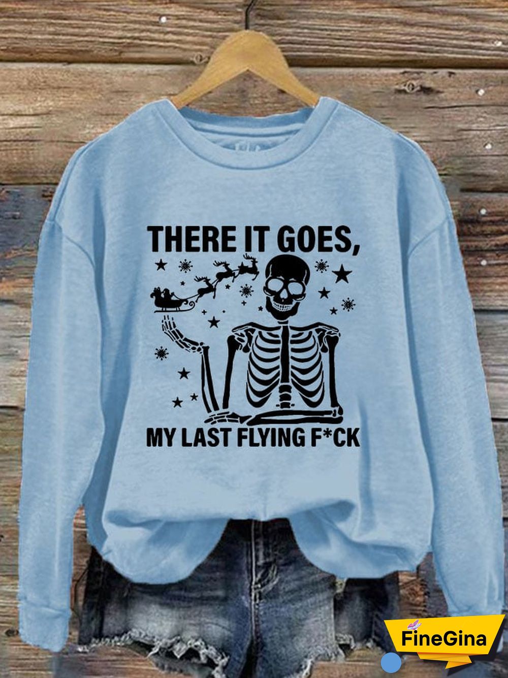Women's Christmas There It Goes My Last Flying F*ck Print Crew Neck Sweatshirt