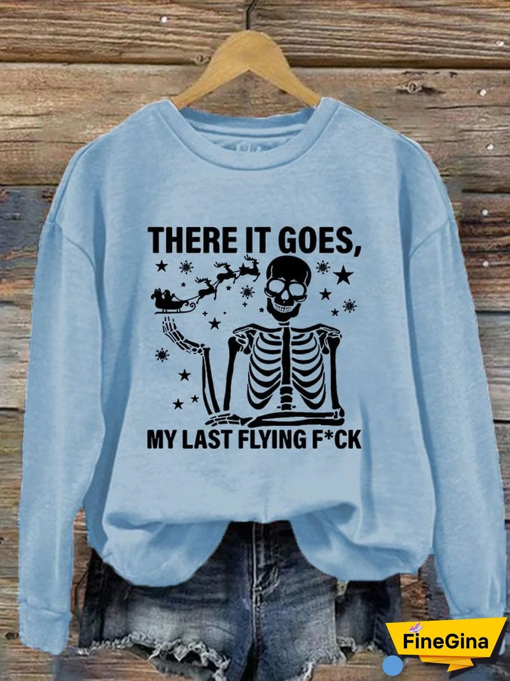 Women's Christmas There It Goes My Last Flying F*ck Print Crew Neck Sweatshirt