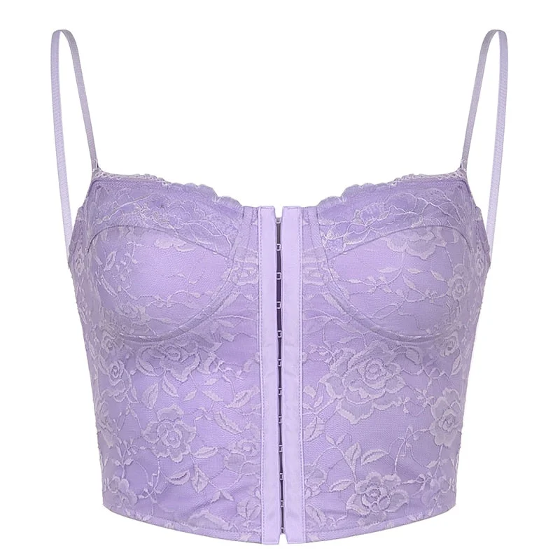 Rapcopter y2k Pin Up Corset Top Lace Frill Vintage Strap Crop Top Backless Party Lace Up Mini Vest Sexy Beach Slim Camis Women