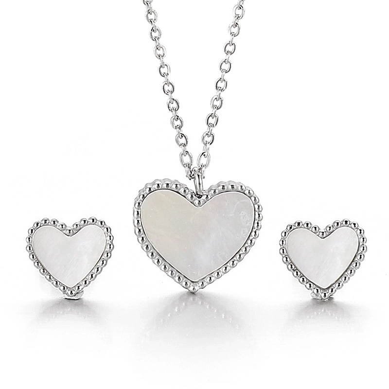Minimalist Heart Shape Titanium Steel Rose Gold Plated Jewelry Set