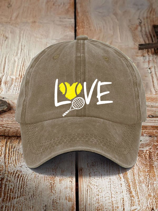 love tennis printed hat