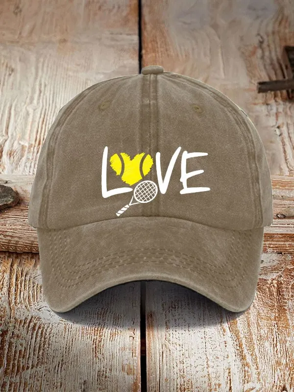 love tennis printed hat