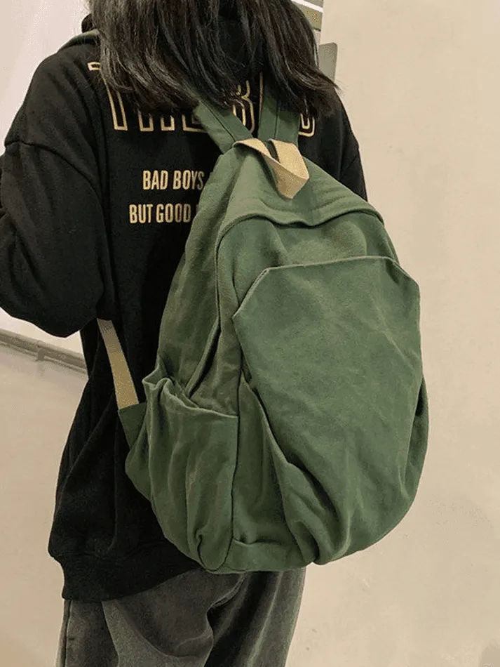 Brownm Vintage Wash College School Backpack