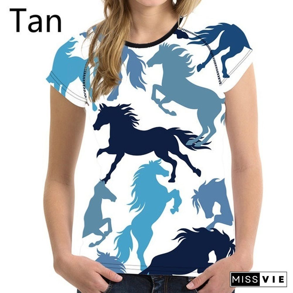 Crazy Horse T-shirts for Women Tees Shirt Harajuku Trendy Tops Tshirts Ladies Short Sleeve Tees Slim T-shirt