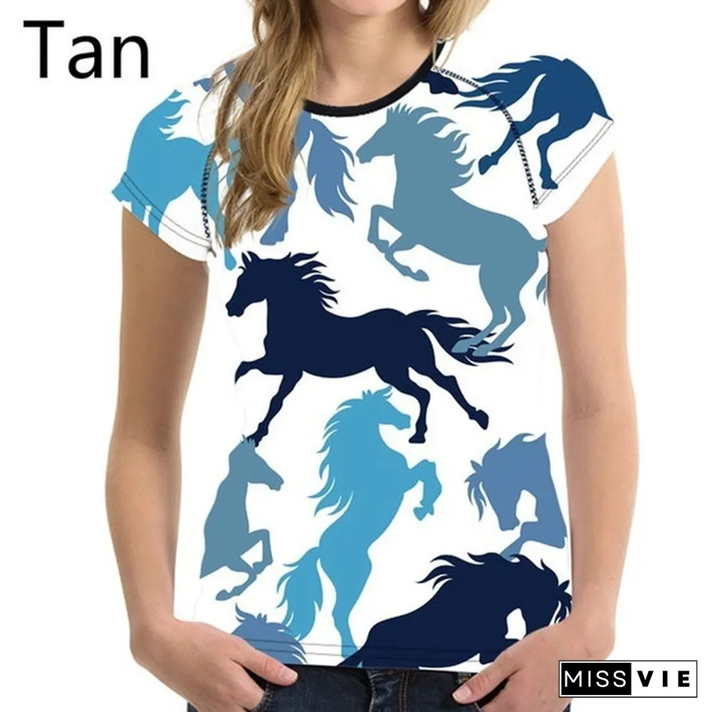 Crazy Horse T-shirts for Women Tees Shirt Harajuku Trendy Tops Tshirts Ladies Short Sleeve Tees Slim T-shirt