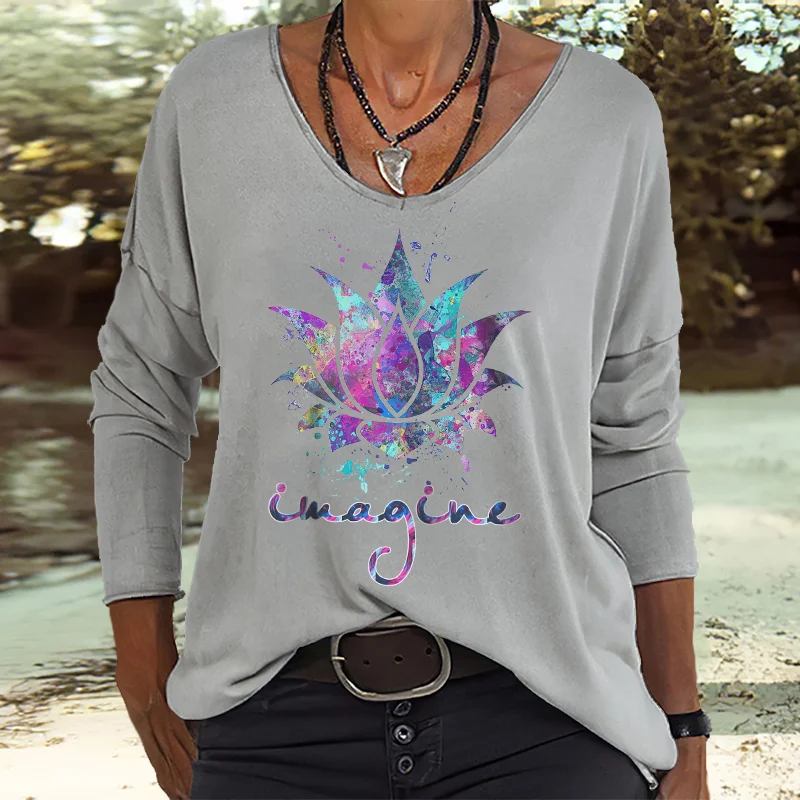 Imagine Lotus Tie Dye Women's Long Sleeves Tee