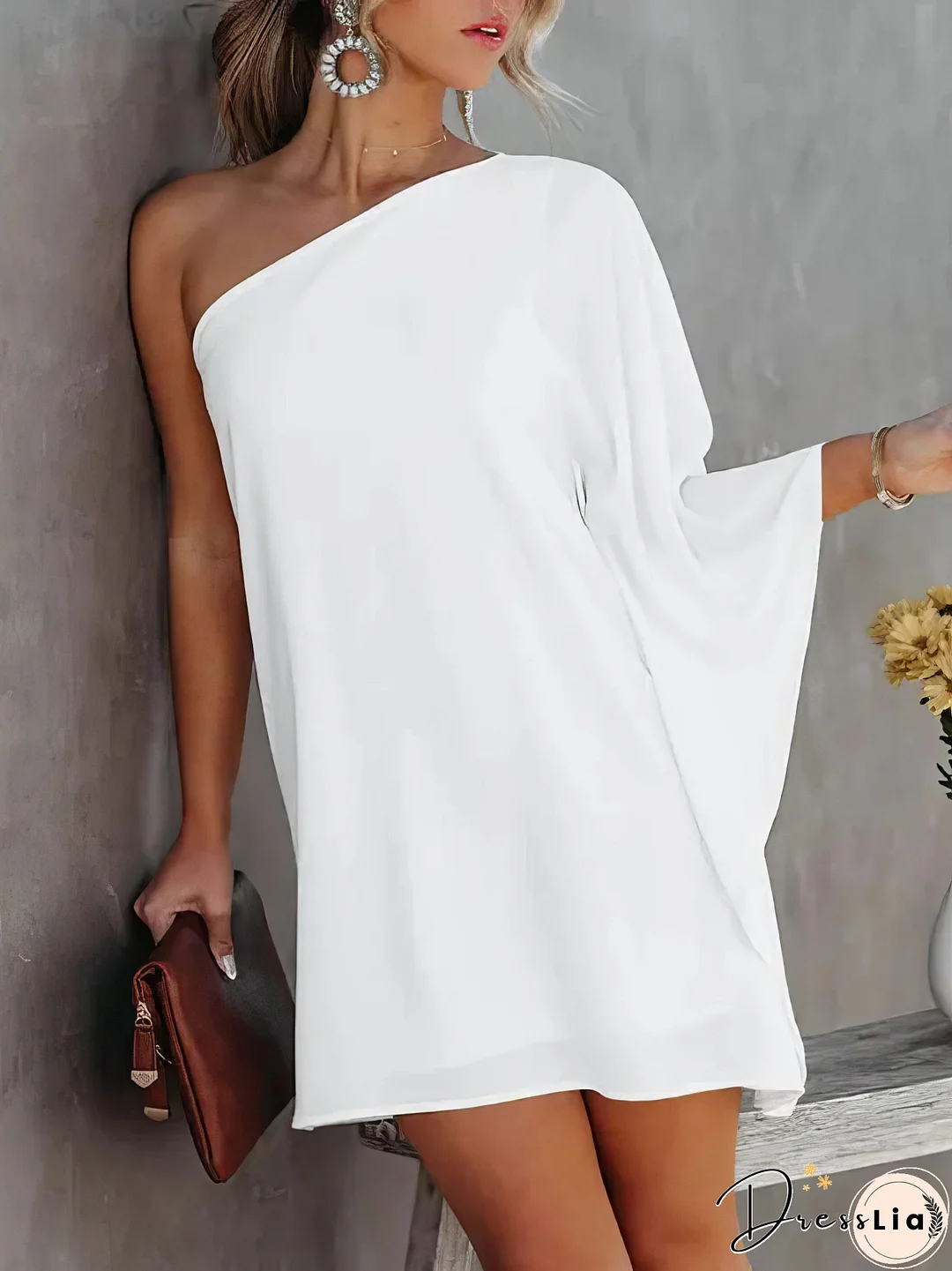 Gradient One-Shoulder Casual Dress