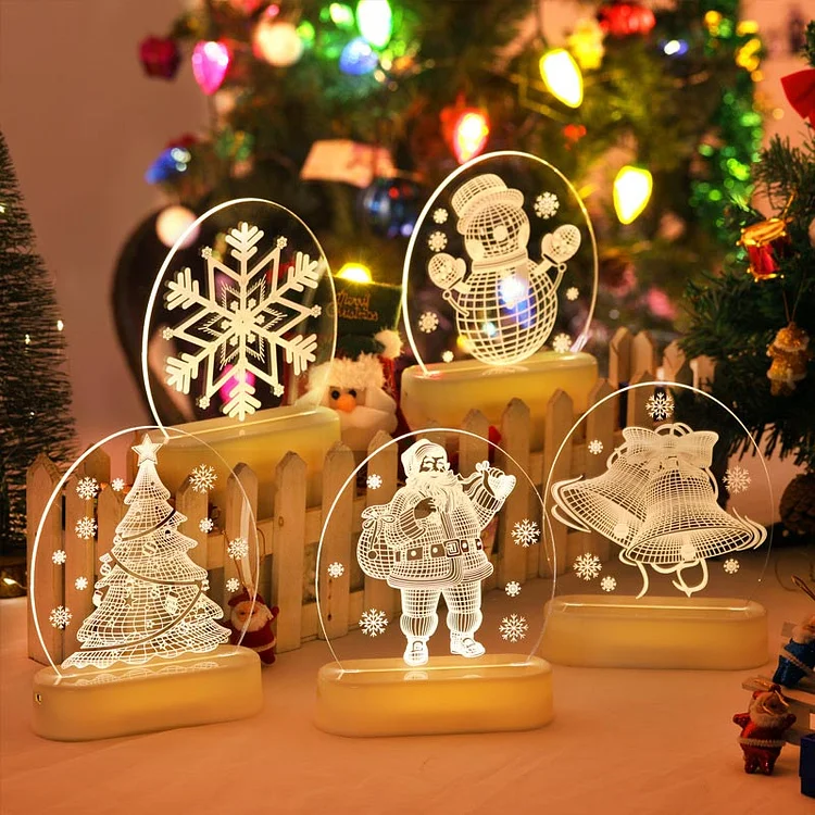  Olivenorma Christmas Theme Santa Tree Snowman Night Light Decoration