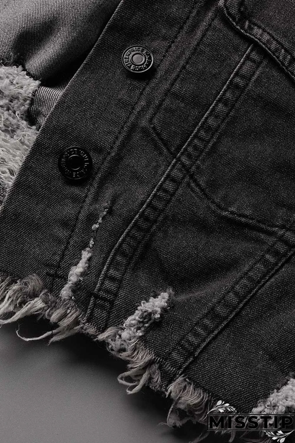 Blue Orange Street Print Make Old Patchwork Buckle Turndown Collar Long Sleeve Straight Denim Jacket