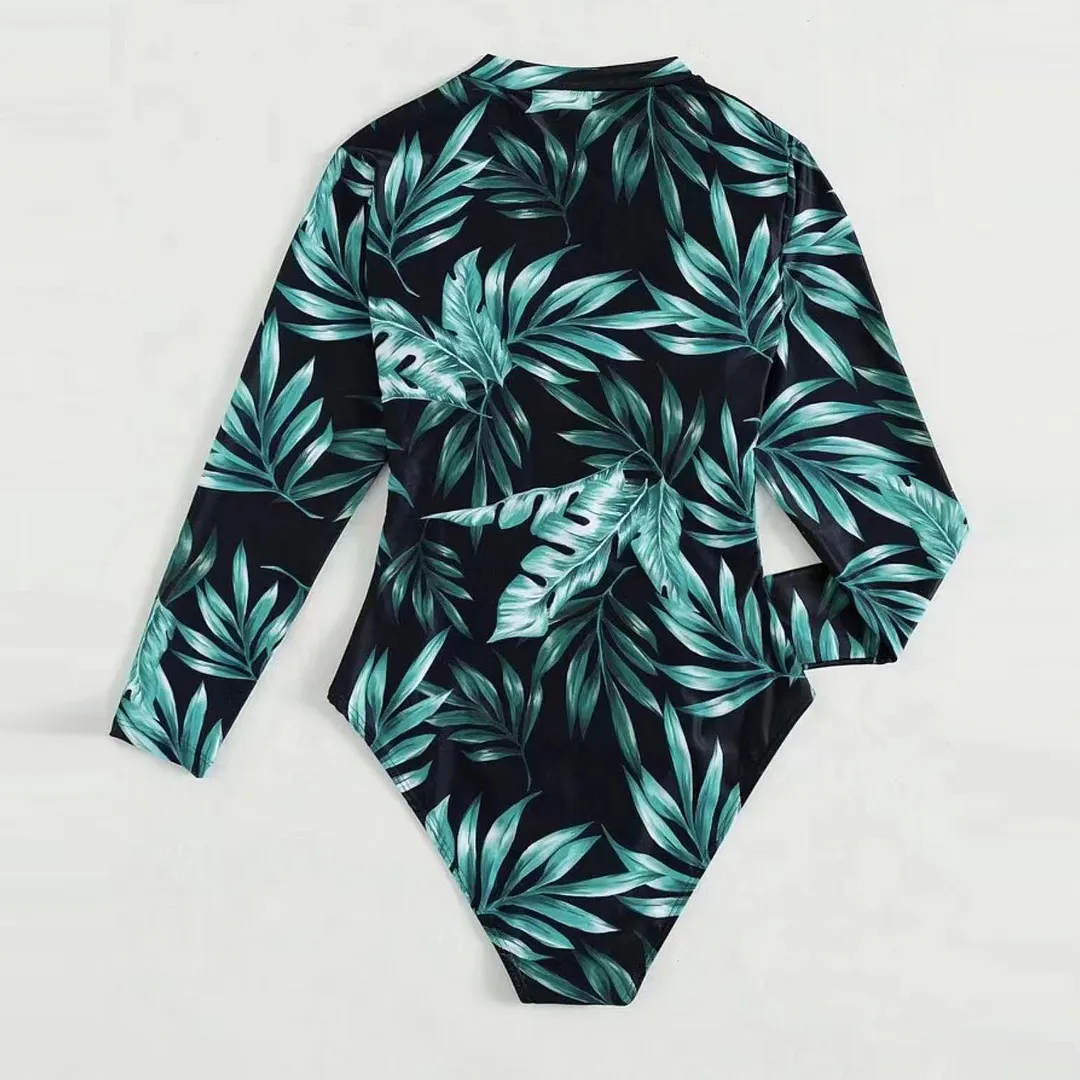 Uveng 2025 New Swimsuit Women Conservative Bikini Long-Sleeved Surf Wetsuit