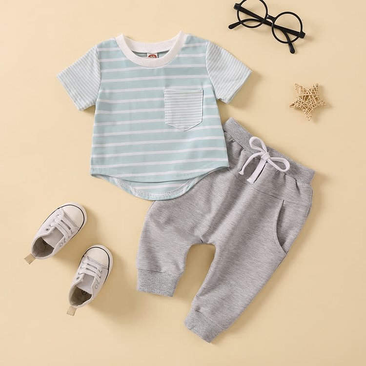 Baby Striped Tee and Casual Pants Set