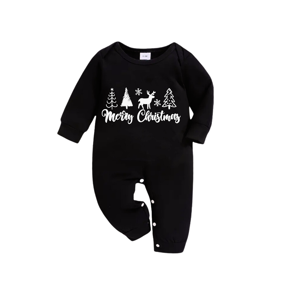 Merry Chirstmas Text Pattern Red and Green Plaid Family Matching Pajamas