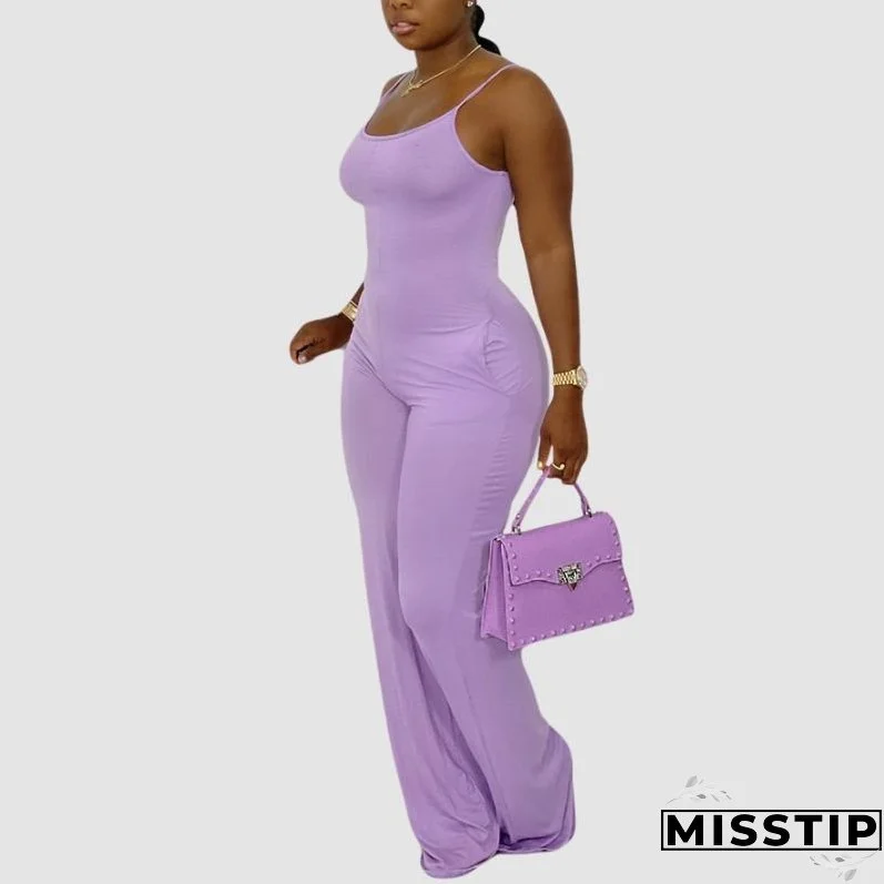 Solid Color Spaghetti Strap Jumpsuits