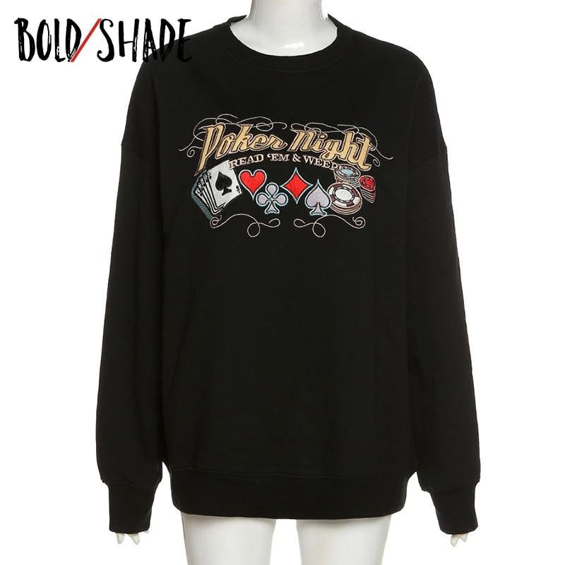 Bold Shade Vintage Goblincore Fashion Hoodies Letter Print Women Indie Sweatshirts Long Sleeve Oversize y2k Winter Fall Top 2021