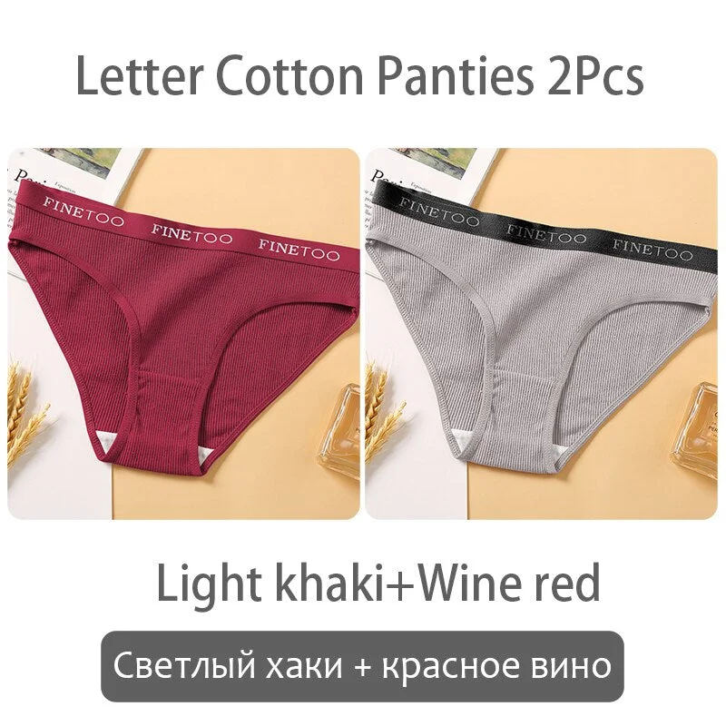 FINETOO New M-2XL Women Underpants Custom Letter Panties Breathable Cotton Underwear Ladies Briefs Casual Panty Female Lingerie