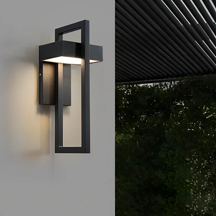 Rectangular Minimalist LED Waterproof Black Modern Outdoor Wall Lamp - Appledas