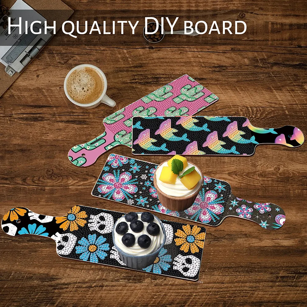 4Pcs Dolphin Cactus Diamond Painting Tray Handicraft for Home Restaurant Decor