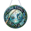 (US Only)Hooked Fish 2D Flat DIY Diamond Art Sun Catcher Hanging Diamond Art Pendant