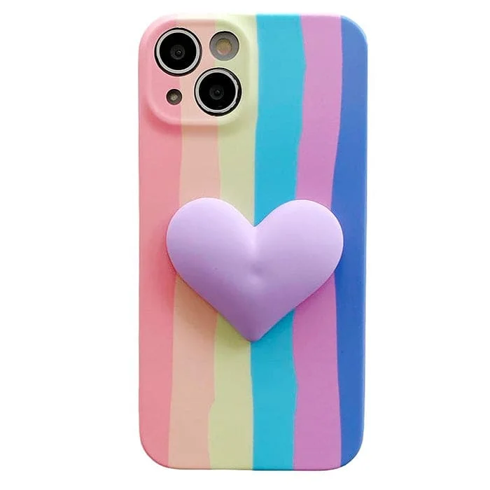 Heart Rainbow Stripes iPhone Case