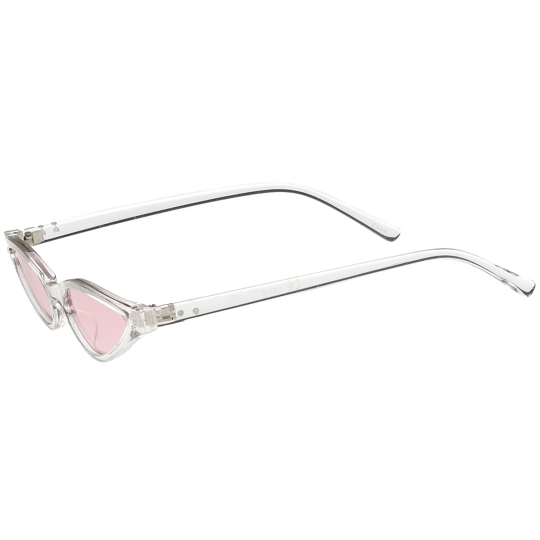 Extreme Thin Cat Eye glasses Neutral Colored Flat Lens 53mm