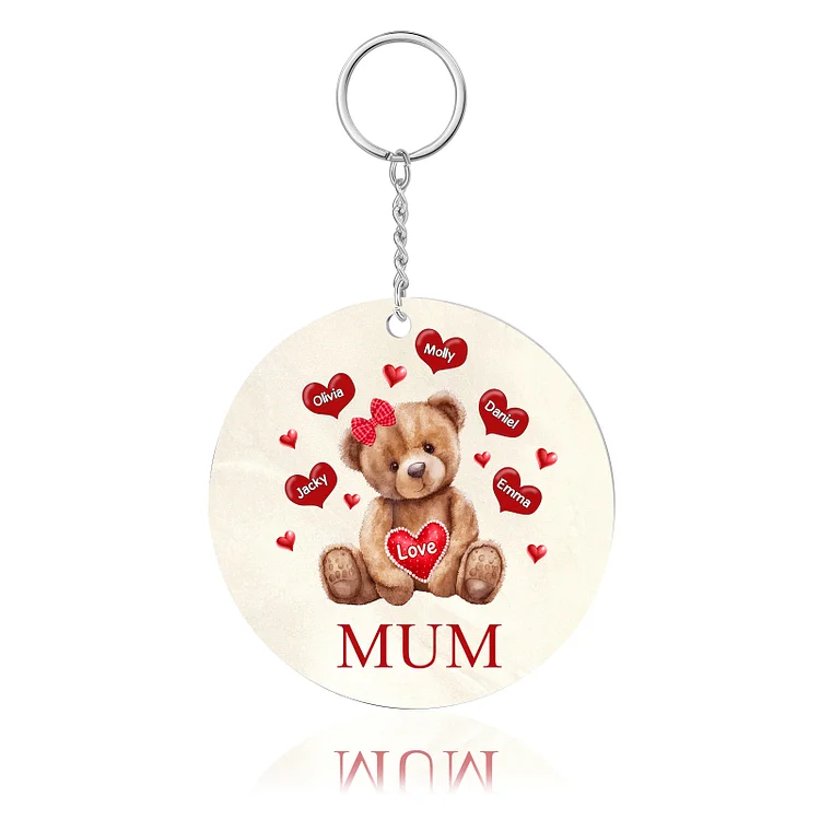 5 Names-Bear Personalized Text Keychain Gift Custom Special Keychain Gift For Mum