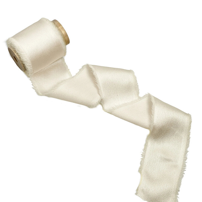 Satin Hand Ripped Burr Cloth Strip Ribbon New Year Ribbon Soft Decorative Hair Ribbon Flowers Ribbon Christmas Ribbon