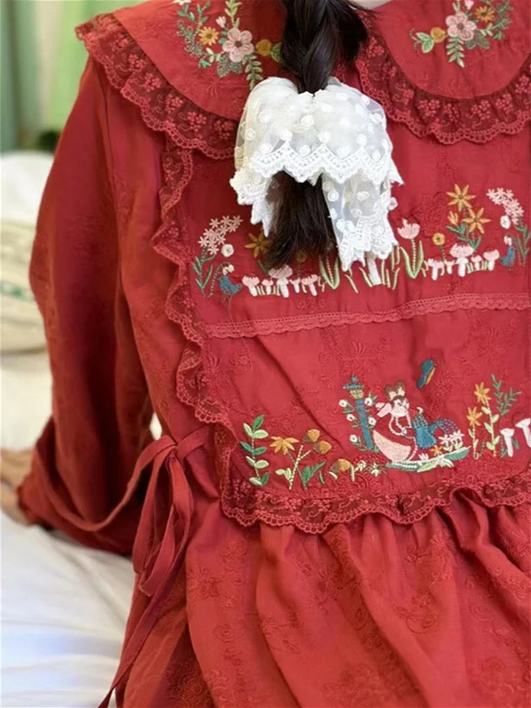 Women's Lace Long Sleeve Scoop Neck Maxi Dress