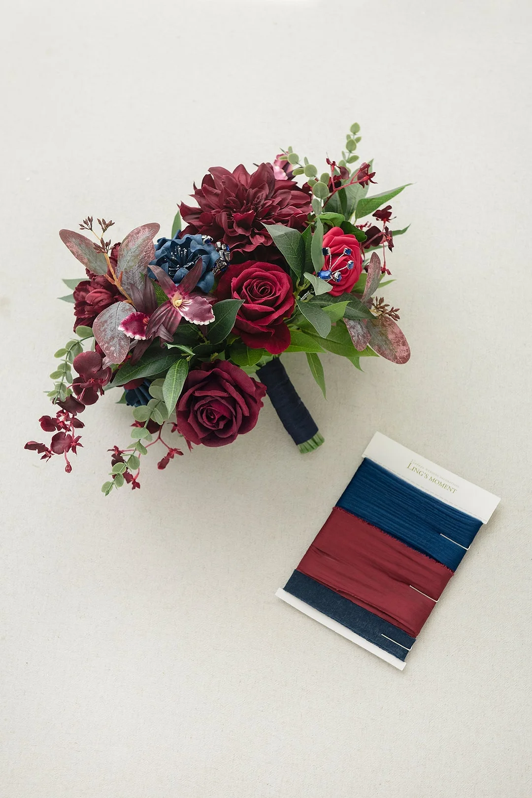 Standard Free-Form Bridal Bouquet in Burgundy & Navy
