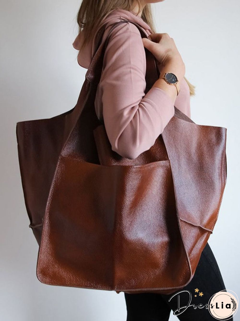 Brown Leather Womens Tote Bags School Handbags