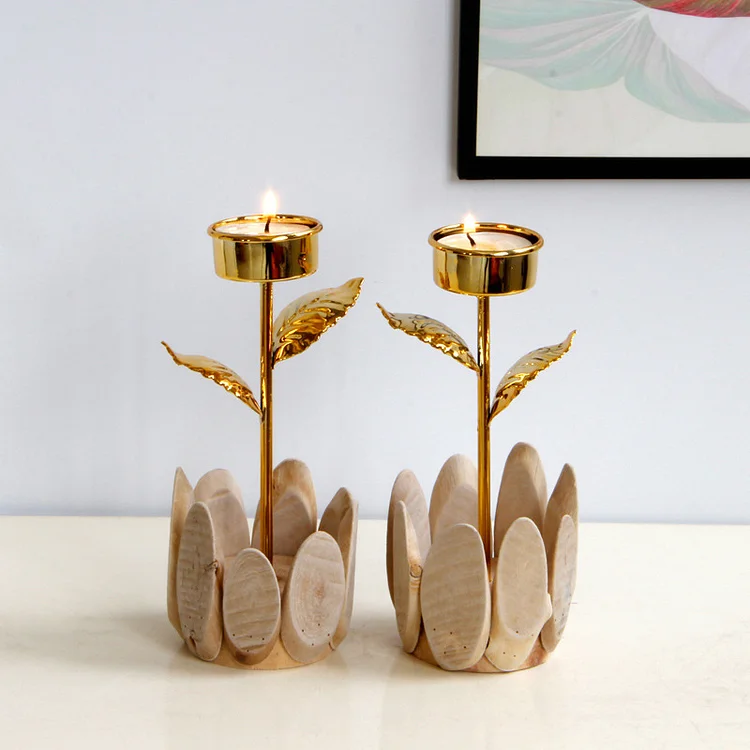 Golden Wooden Combination Candlestick