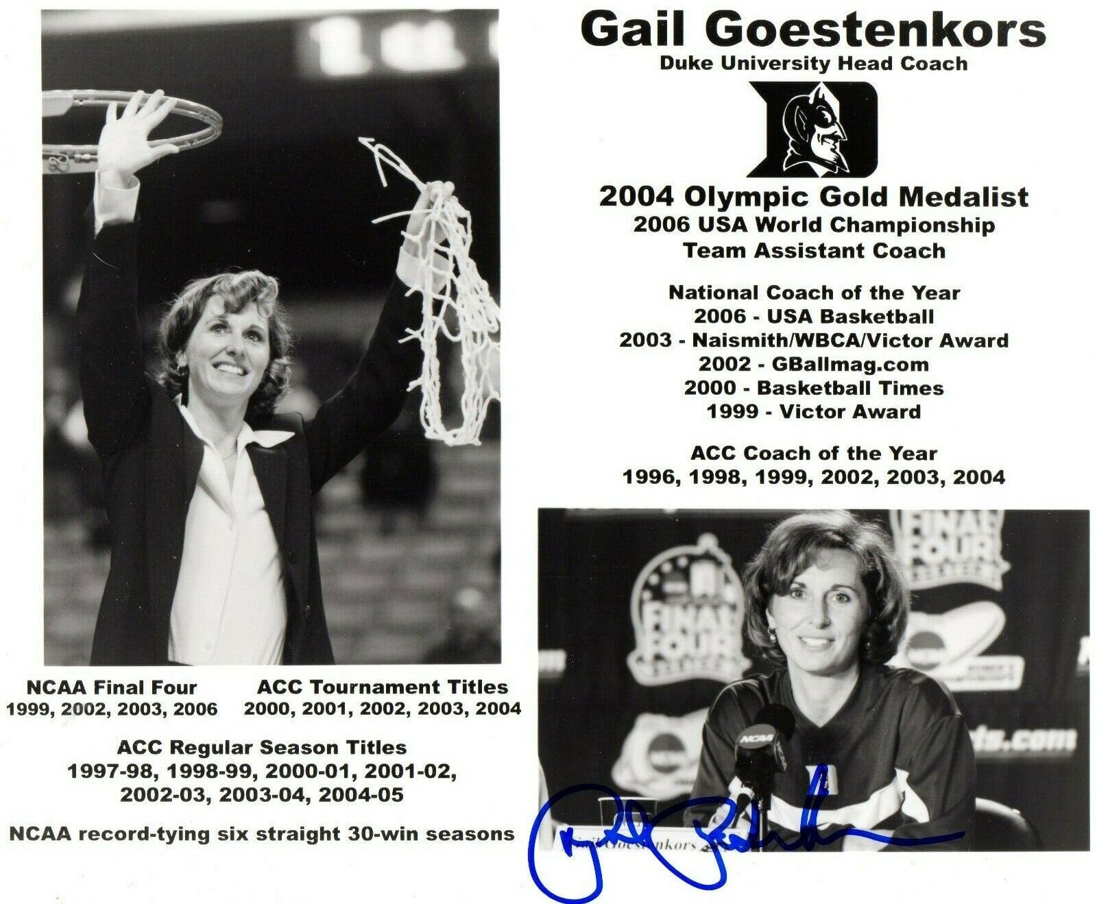 GAIL GOESTENKORS AUTOGRAPH, BASKETBALL, CENTRAL MICHIGAN