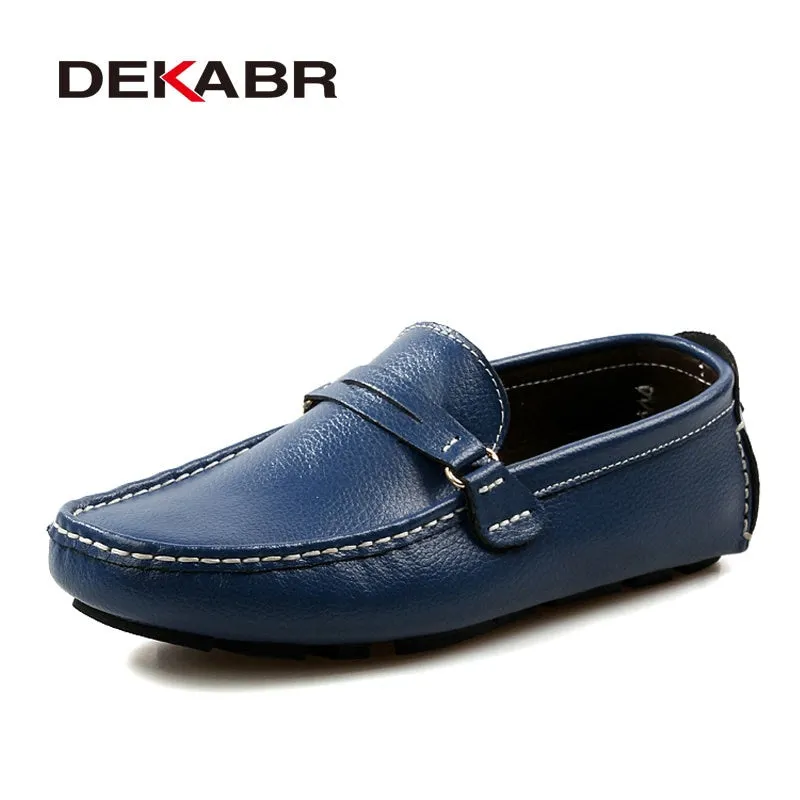 DEKABR PU Leather Men Casual Shoes Classic 2022 Mens Loafers Moccasins Breathable Slip On Black Driving Shoes Big Size 38-48