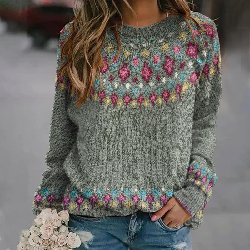 Fairman Island Geometric Contrast Sweater
