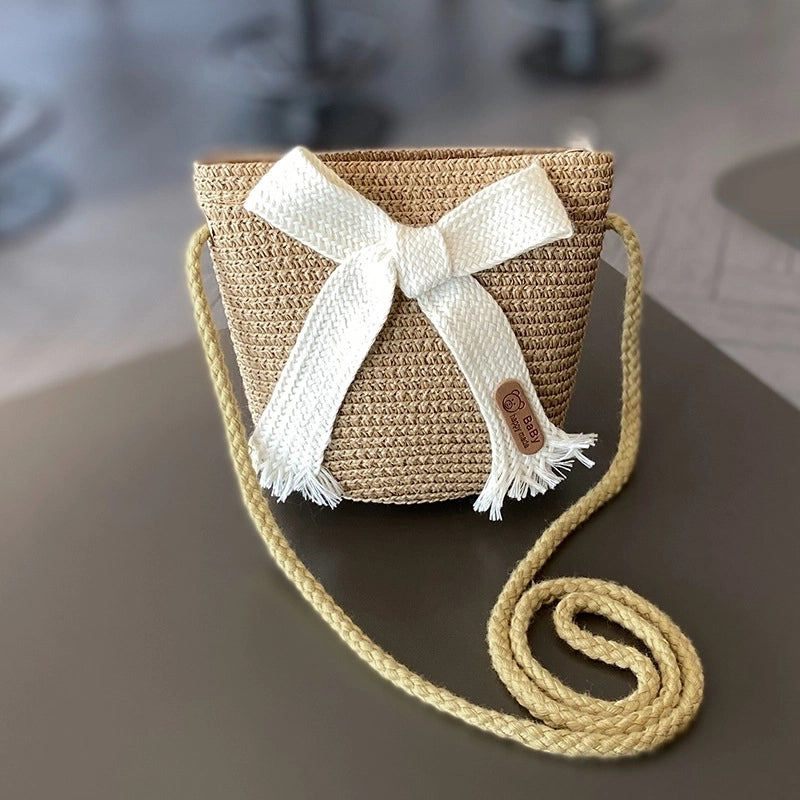 Girl’s Pastoral Minimalist Solid Color Straw Hat